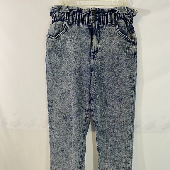 Wild Fable Ruffle Top Elastic Waist Blue Denim Jeans EUC Women's Size 8 - Picture 13 of 16